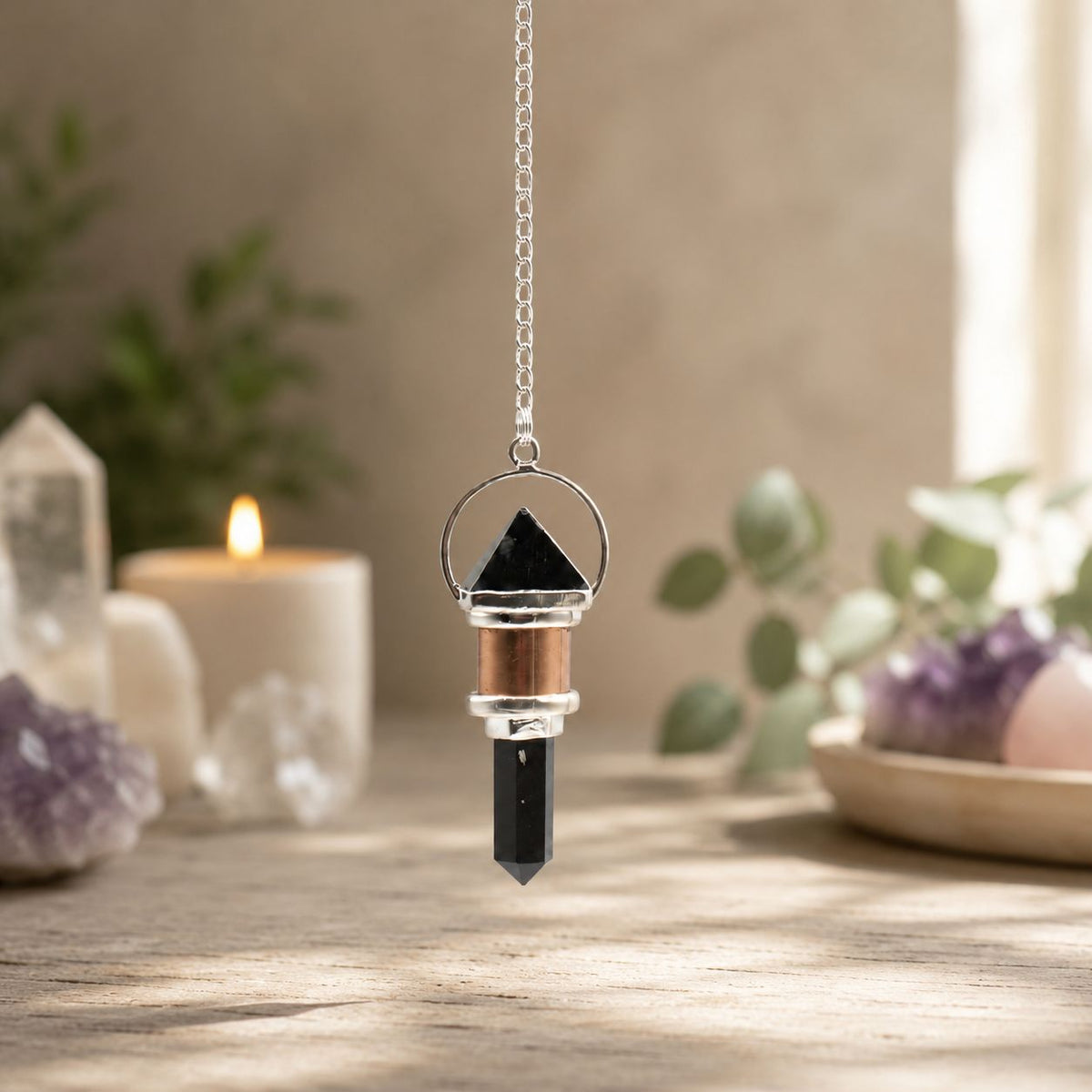 The Night Watcher- Combo Piece Copper Pendulum - Obsidian