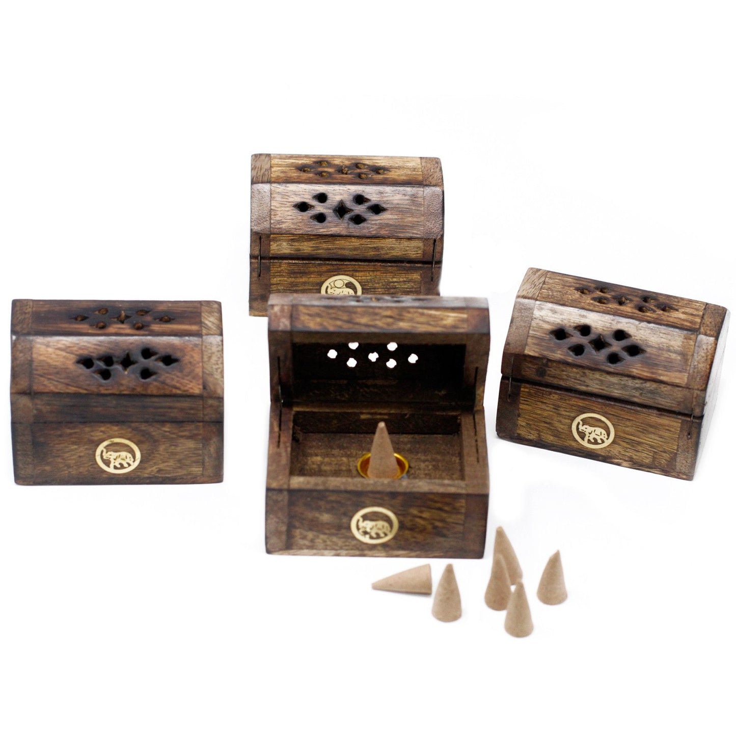 Mini Incense Cone Smoke Box - Mango Wood - Spiru-shop.nl