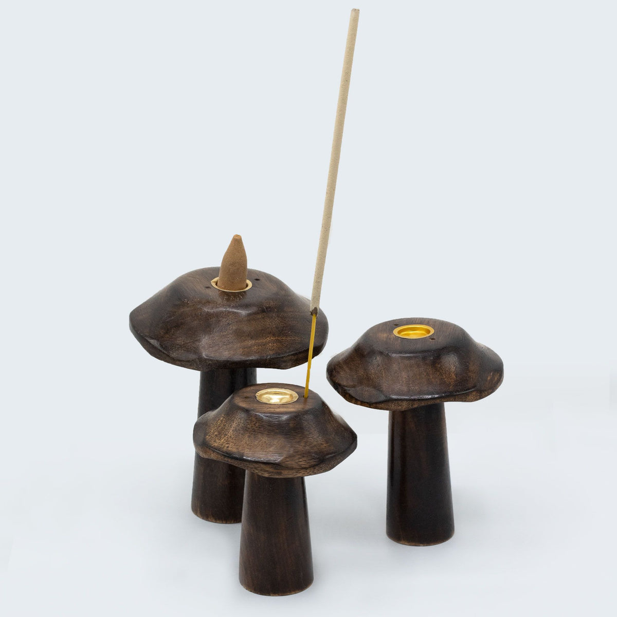 Set of 3 Flat Incense Cone Mushrooms (13cm 12cm 11cm) - Spiru-shop.nl