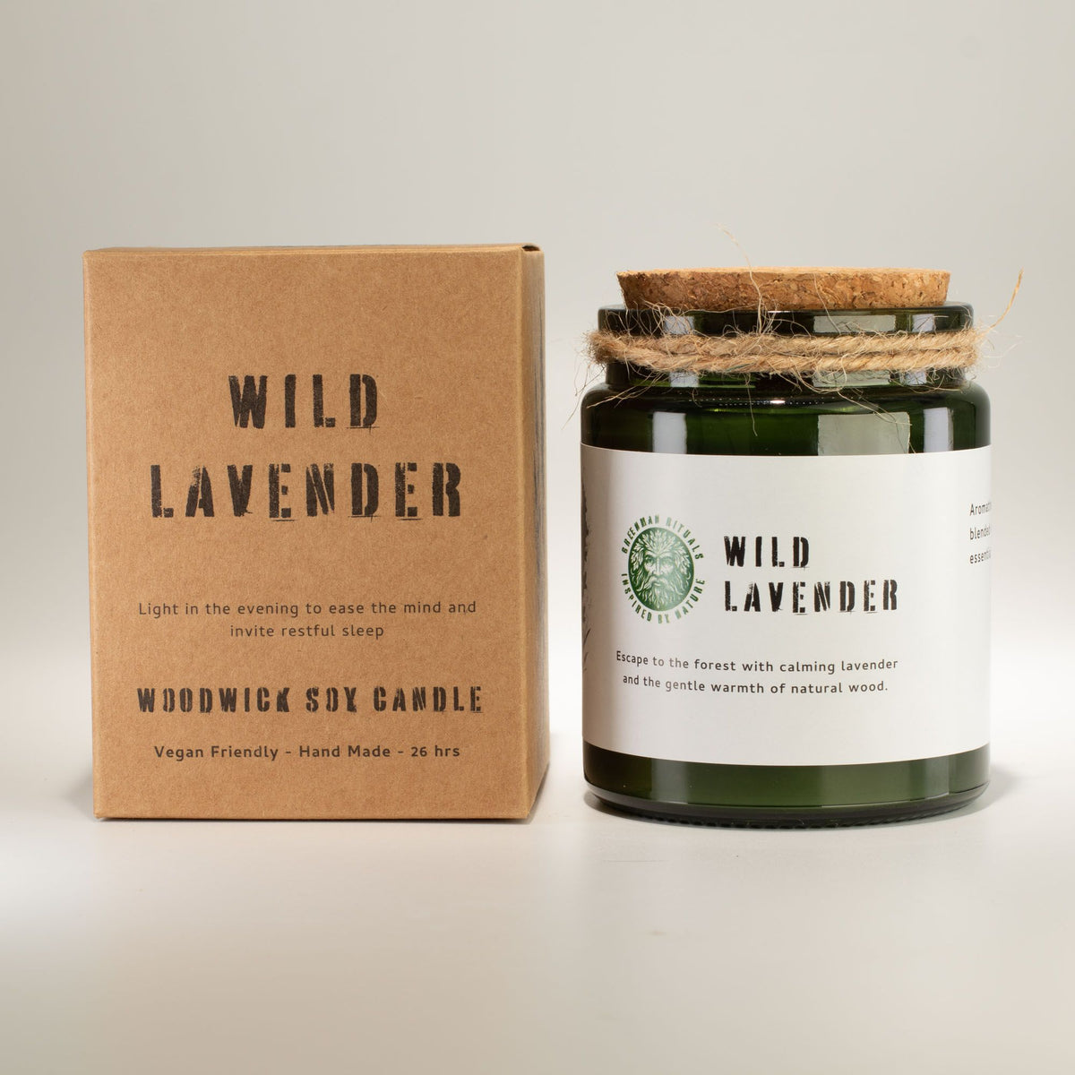 Greenman Woodwick Soy Candle - Wild Lavender - Spiru-shop.nl