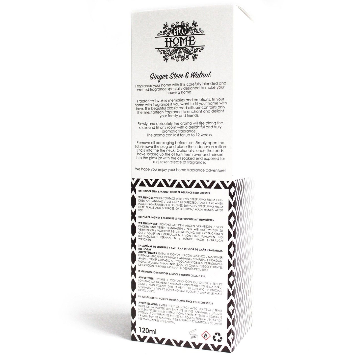 120ml Reed Diffuser - Ginger Stem & Walnut - Spiru-shop.nl