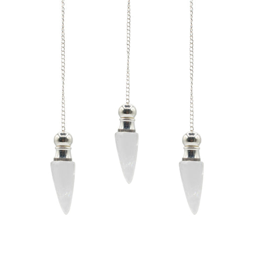 Secret Cavity Discovery of Truth Pendulum - Clear Quartz - Silver Plated