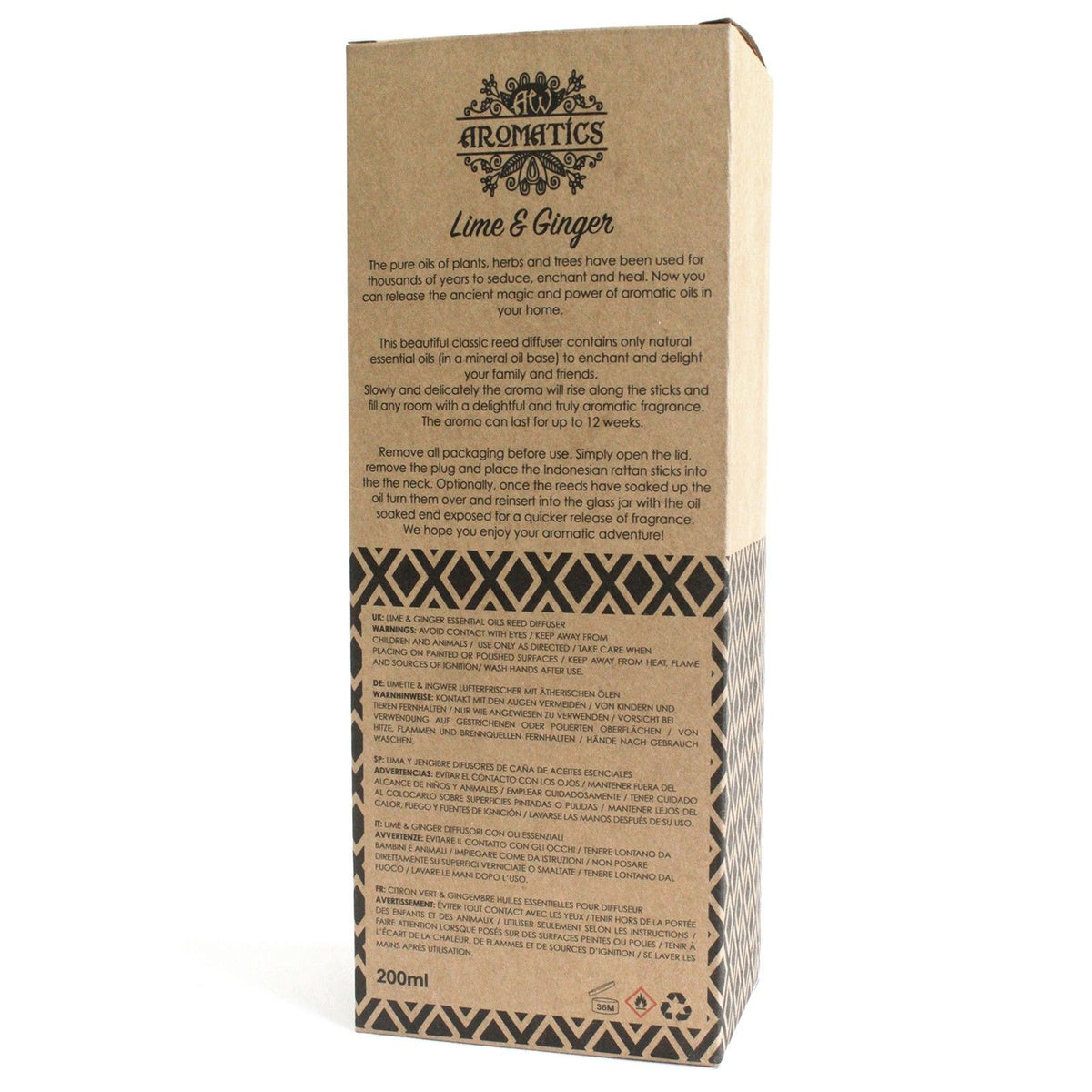 200ml Lime & Ginger Essential Oil Reed Diffuser - Spiru-shop.nl