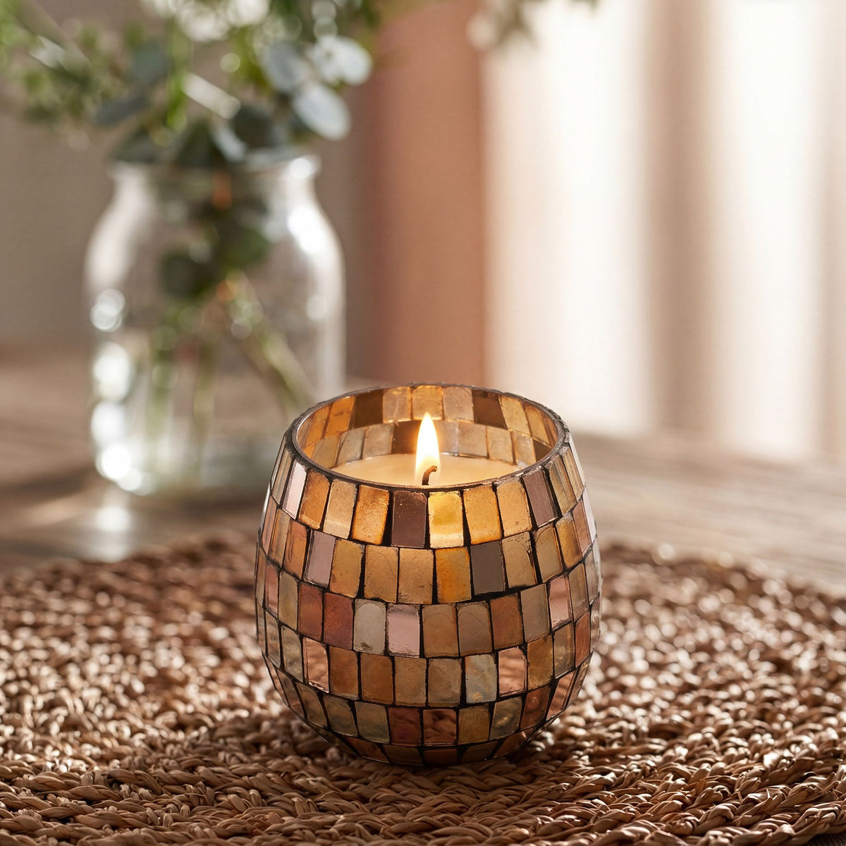 Small Glass Jar Candles - Amber Mosaic - Spiru-shop.nl