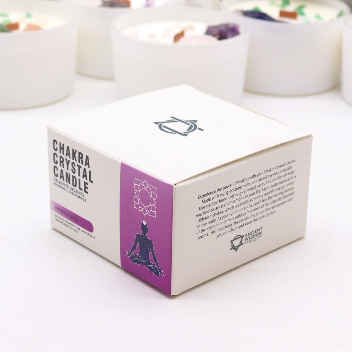 Chakra Crystal Candles - Crown Chakra - Spiru-shop.nl