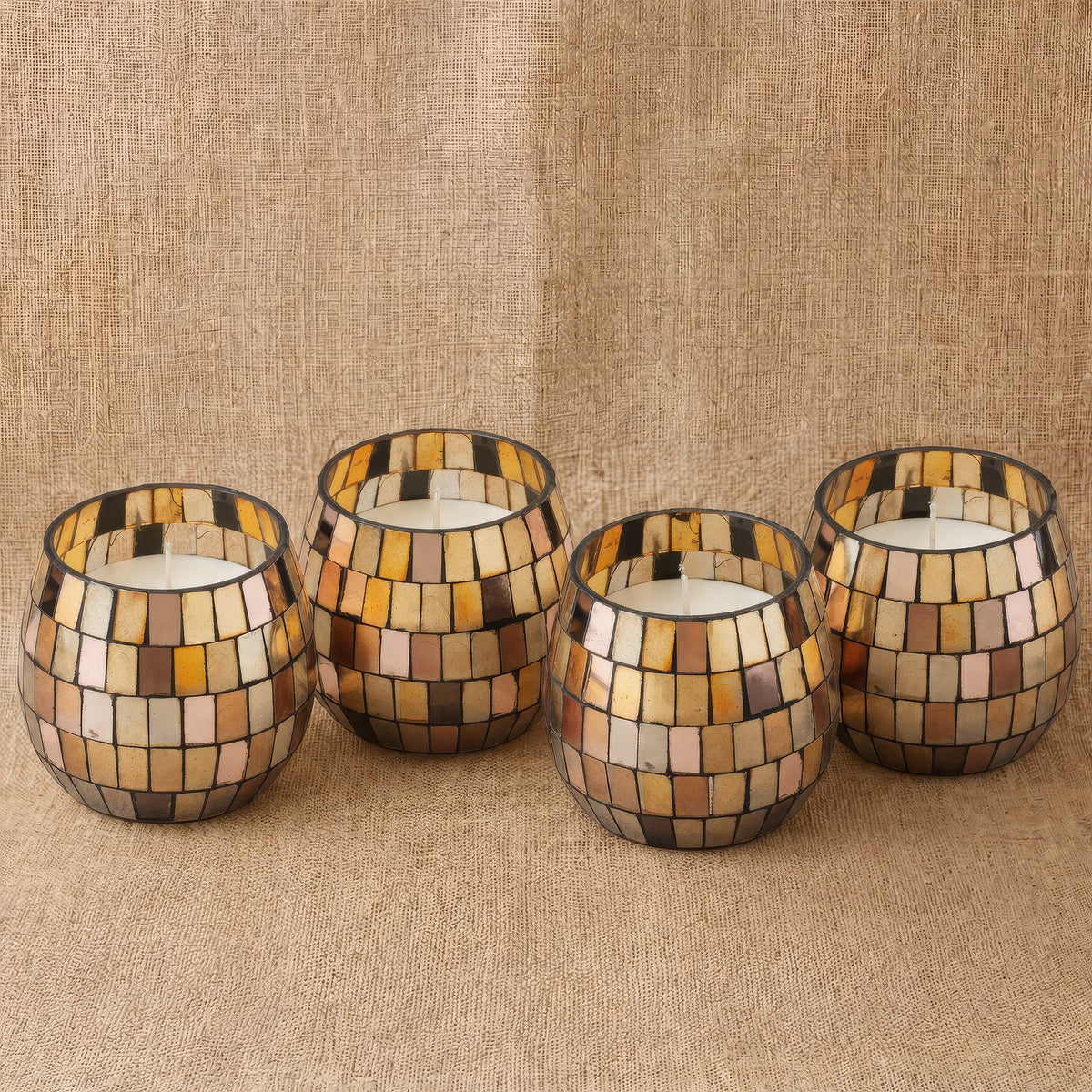 Small Glass Jar Candles - Amber Mosaic - Spiru-shop.nl