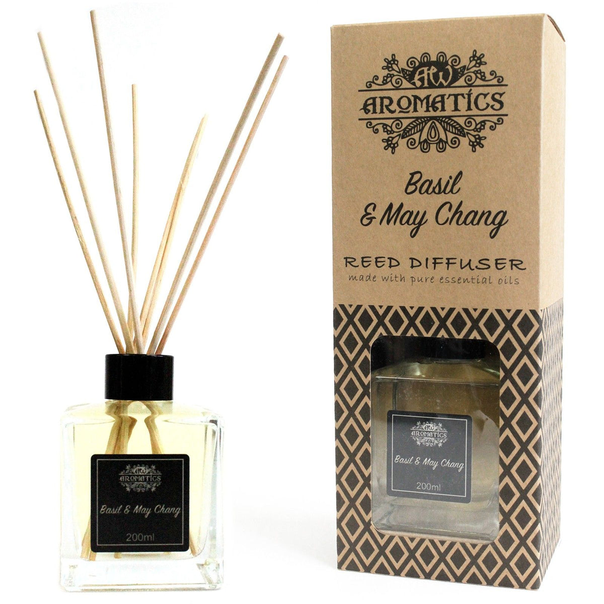 200ml Basil & Maychang Essential Oil Reed Diffuser - Spiru-shop.nl