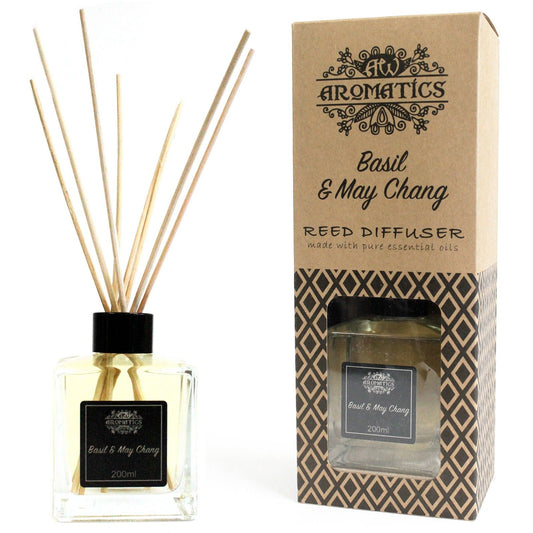 200ml Basil & Maychang Essential Oil Reed Diffuser - Spiru-shop.nl