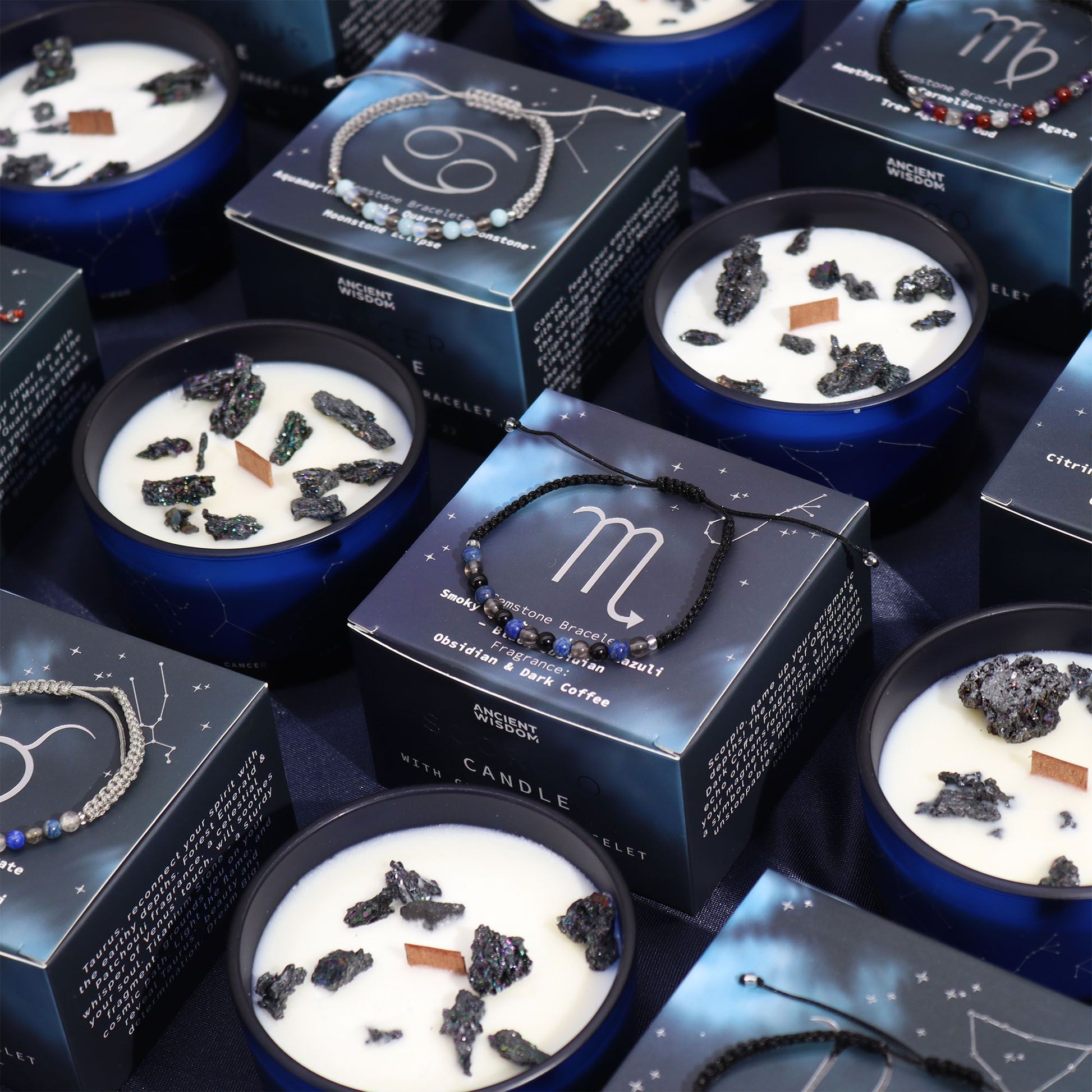 Zodiac Crystal Candle with Gemstone Bracelet - Virgo - Spiru-shop.nl