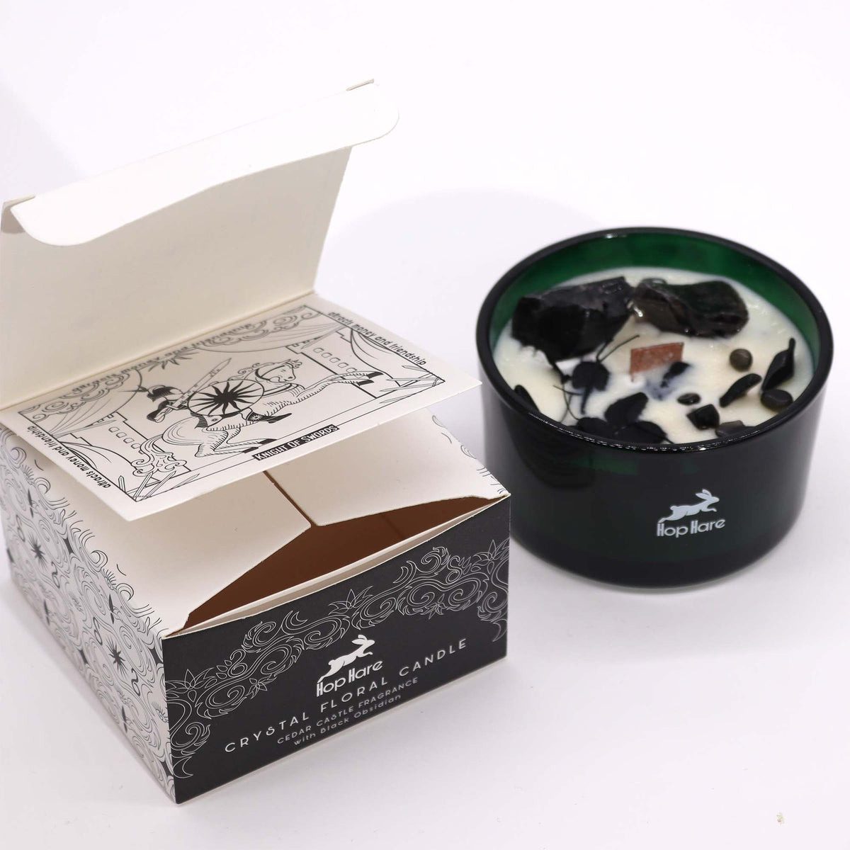 Hop Hare Crystal Magic Flower Candle - The King of Swords - Spiru-shop.nl