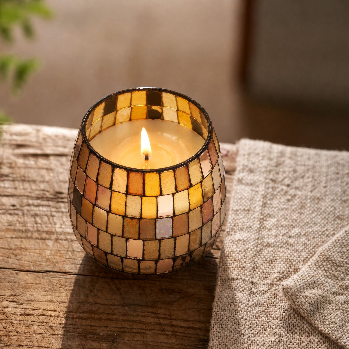Small Glass Jar Candles - Amber Mosaic - Spiru-shop.nl