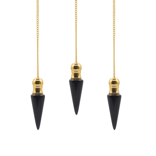 Secret Cavity Discovery of Truth Pendulum - Black Agate - Gold Plated