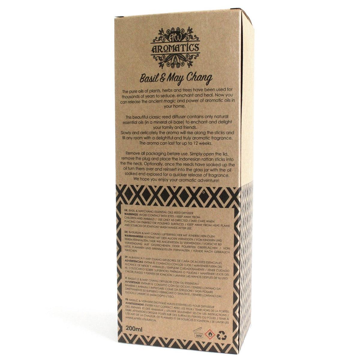 200ml Basil & Maychang Essential Oil Reed Diffuser - Spiru-shop.nl