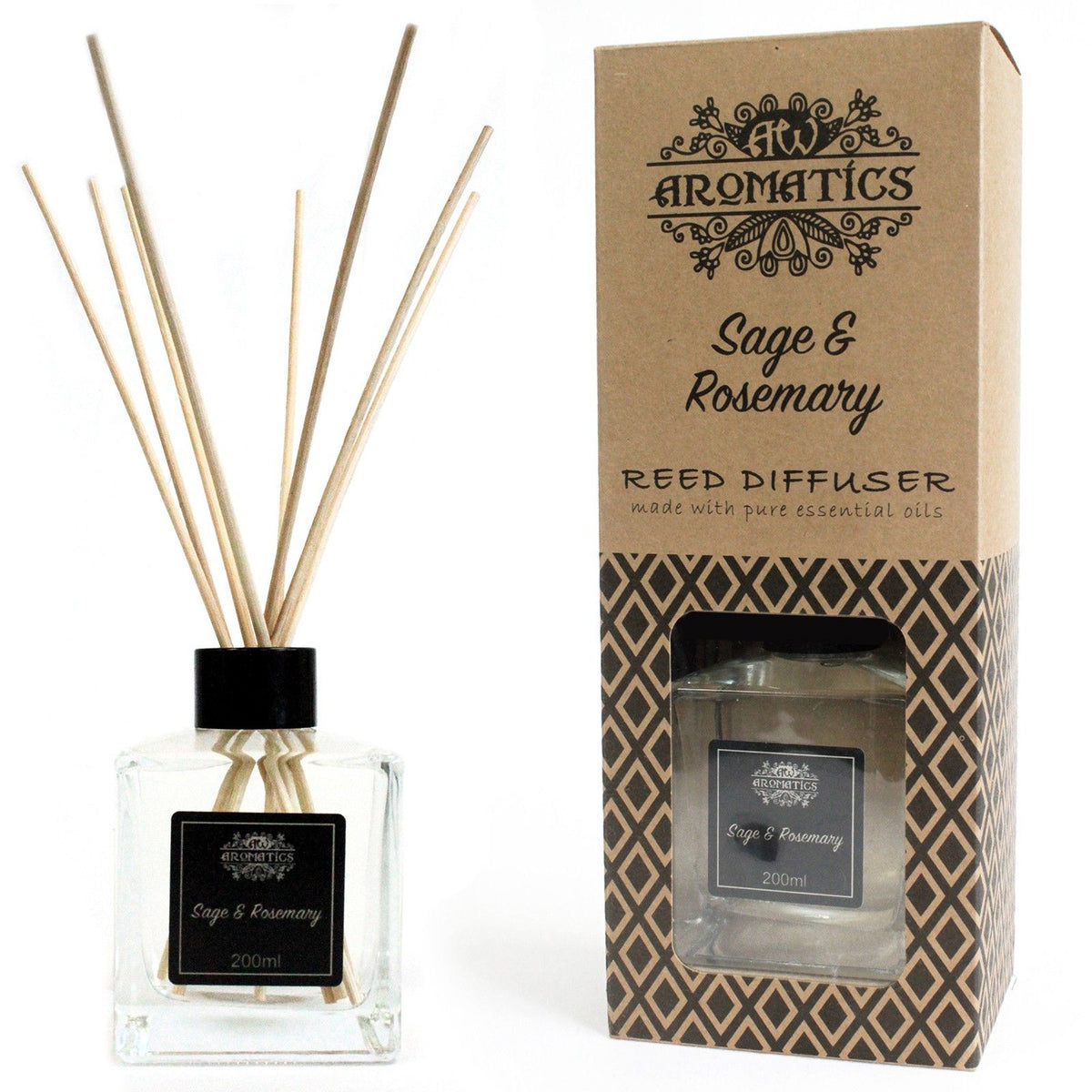 200ml Sage & Rosemary Essential Oil Reed Diffuser - Spiru-shop.nl