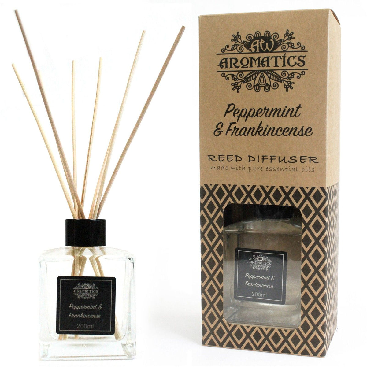 200ml Peppermint & Frankincense Essential Oil Reed Diffuser - Spiru-shop.nl