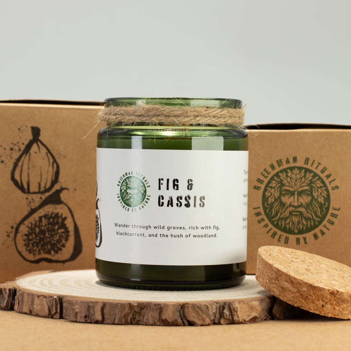 Greenman Woodwick Soy Candle - Crushed Fig & Cassis - Spiru-shop.nl