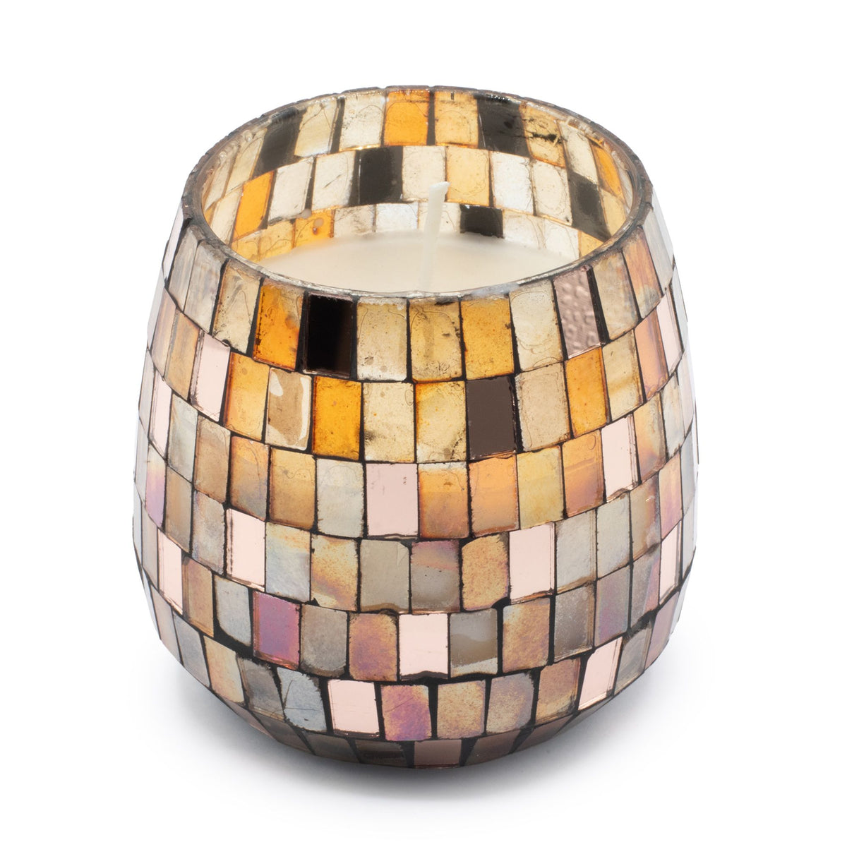 Medium Glass Jar Candles - Amber Mosaic - Spiru-shop.nl
