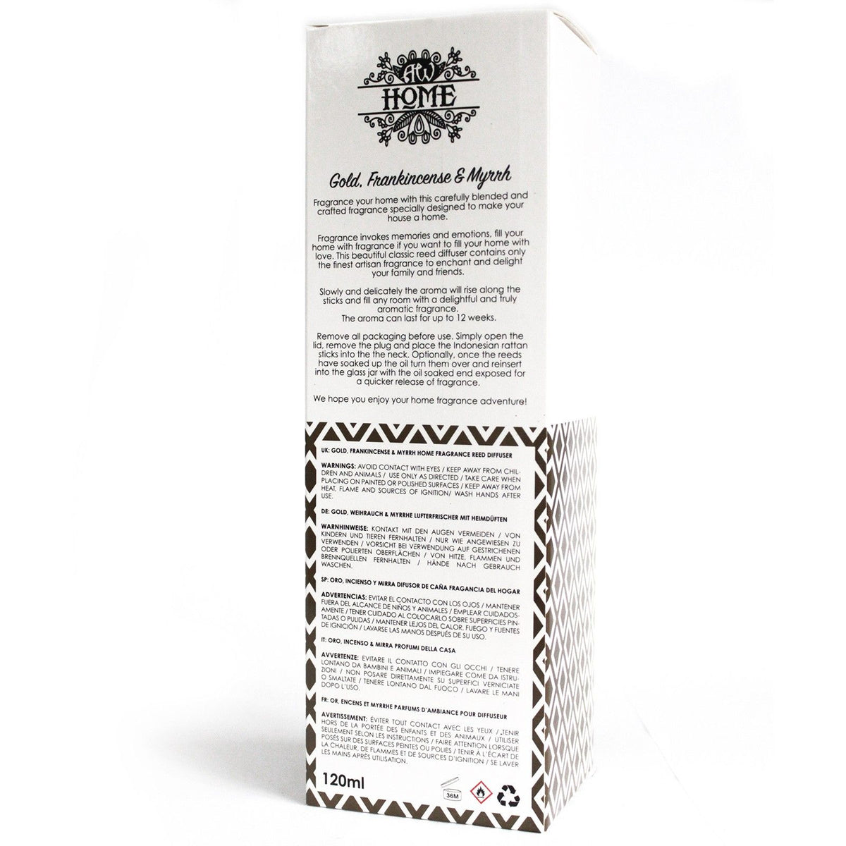 120ml Reed Diffuser - Gold, Frankincense & Myrrh - Spiru-shop.nl