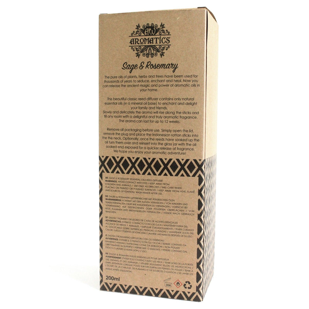 200ml Sage & Rosemary Essential Oil Reed Diffuser - Spiru-shop.nl