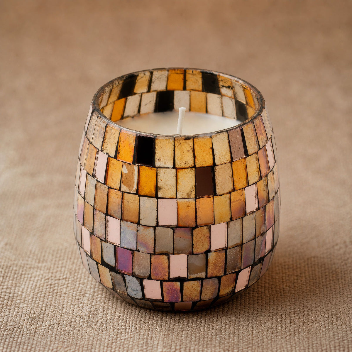Medium Glass Jar Candles - Amber Mosaic - Spiru-shop.nl