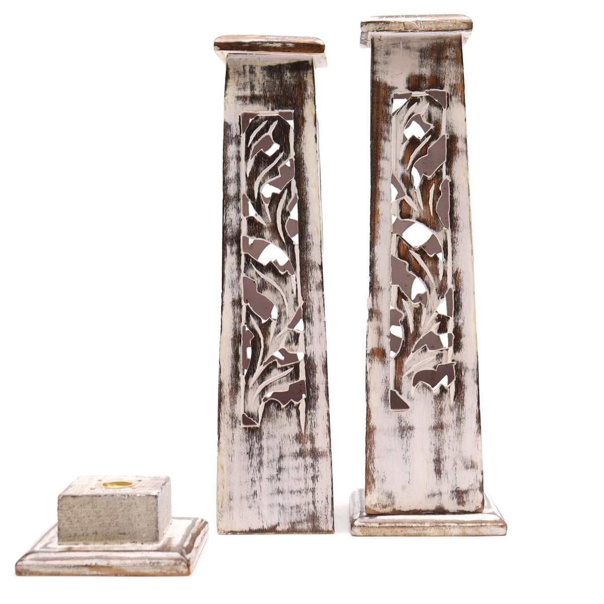 Tapered Incense Tower Washed Des2 - Mango Wood - Spiru-shop.nl