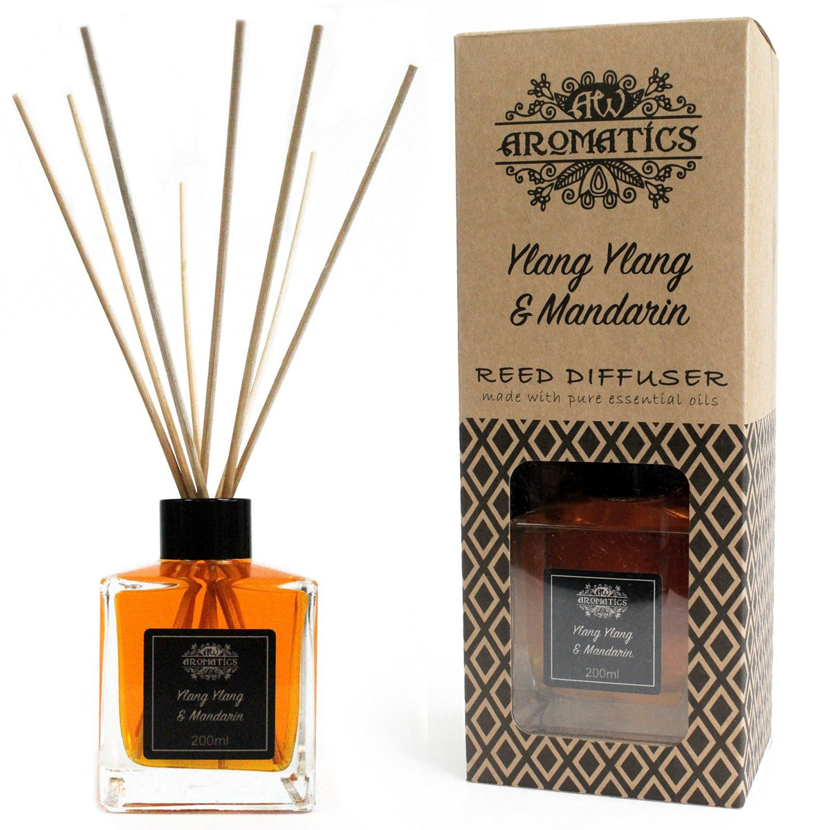 200ml Ylang Ylang & Mandarin Essential Oil Reed Diffuser - Spiru-shop.nl