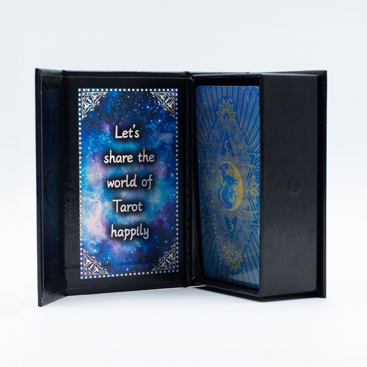 Blue Foil Tarot Card Set - Moon Face - with booklet - Spiru-shop.nl