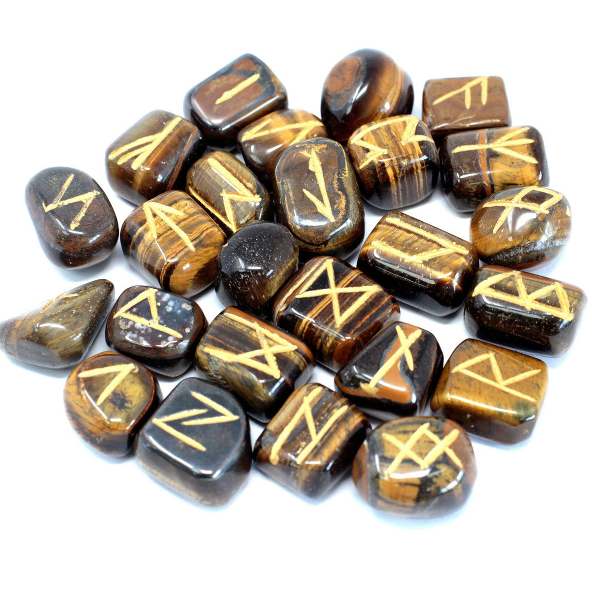 Runes Stone Set in Pouch - Tiger Eye - Spiru-shop.nl