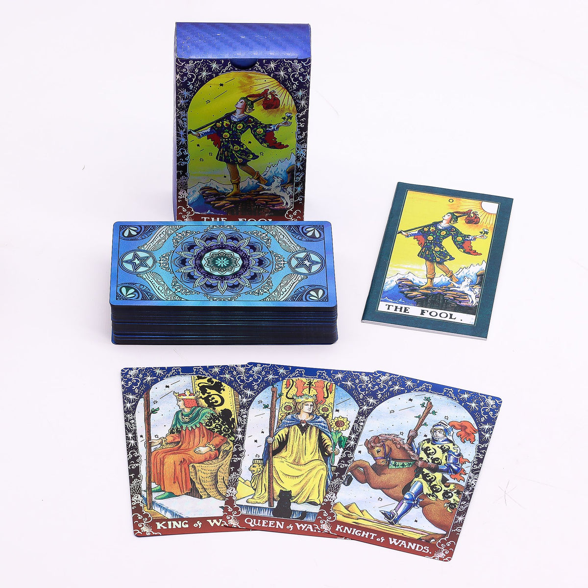 Blue Foil Tarot Card Set - Mandala - with booklet - Spiru-shop.nl