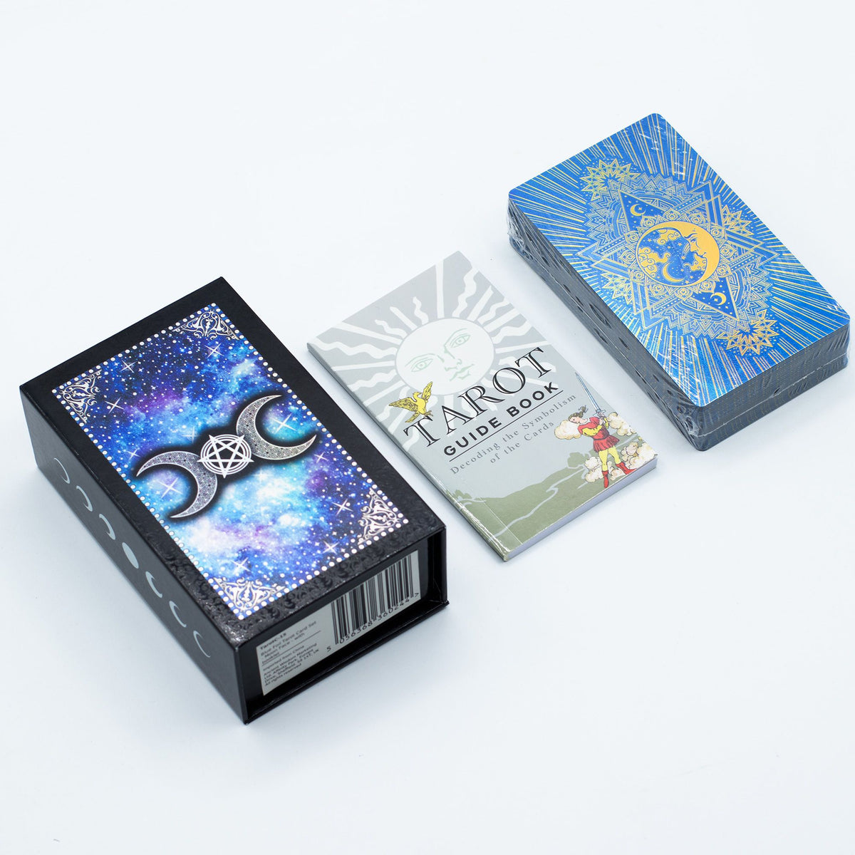 Blue Foil Tarot Card Set - Moon Face - with booklet - Spiru-shop.nl