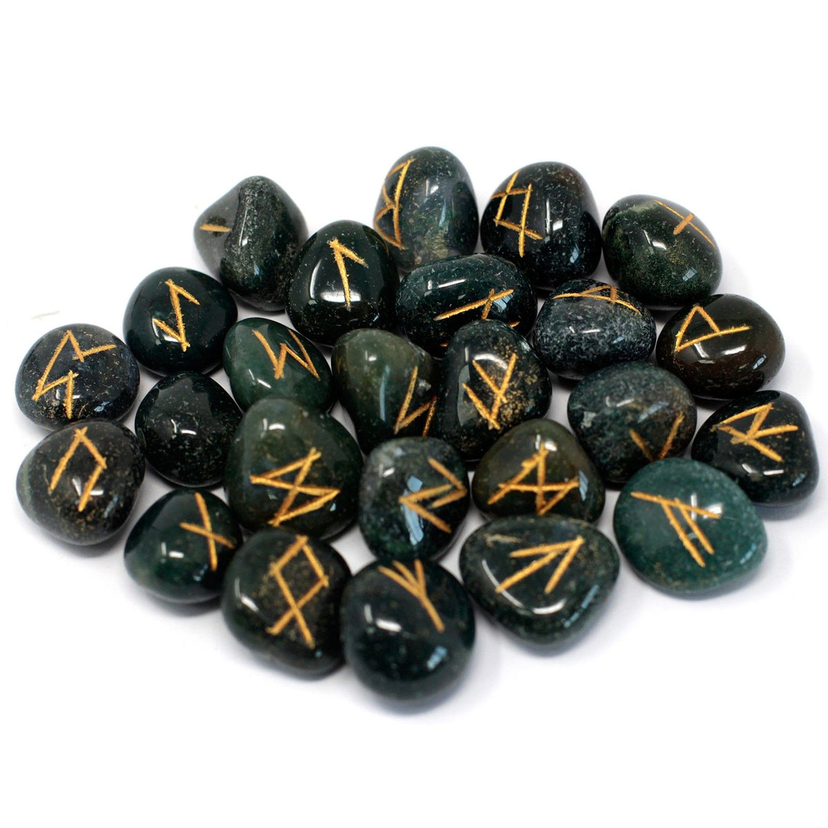 Runes Stone Set in Pouch - Bloodstone - Spiru-shop.nl