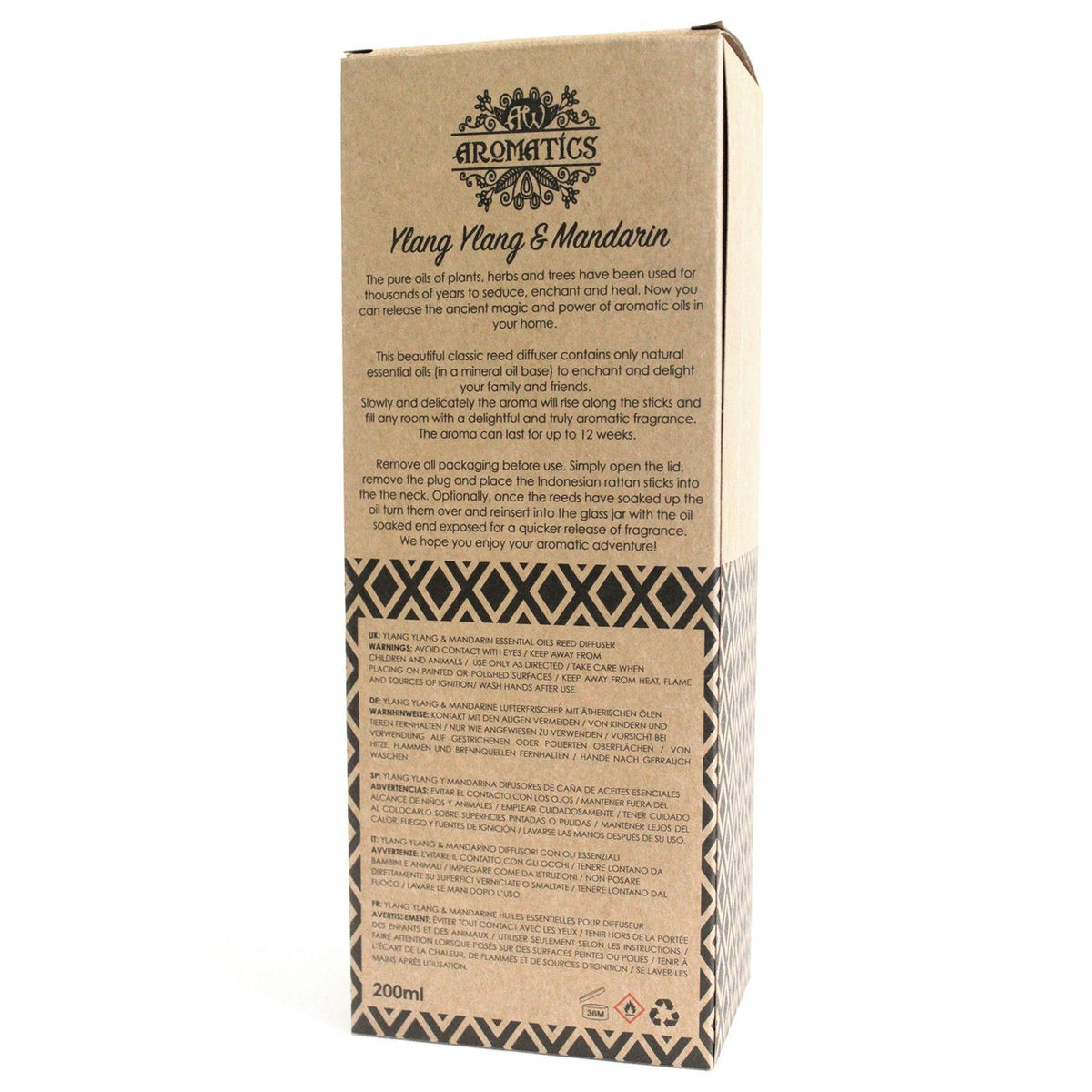 200ml Ylang Ylang & Mandarin Essential Oil Reed Diffuser - Spiru-shop.nl