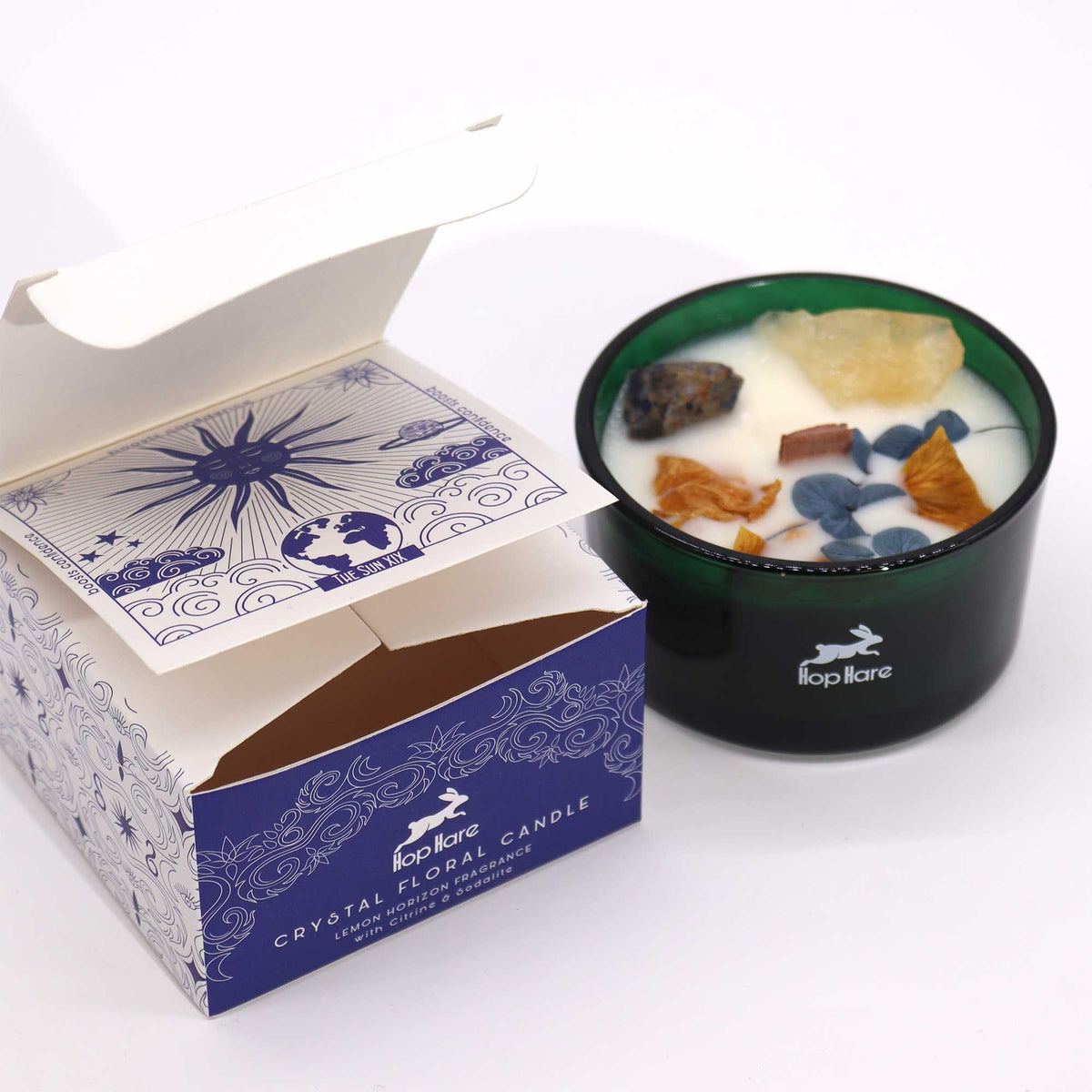 Hop Hare Crystal Magic Flower Candle - The Sun - Spiru-shop.nl