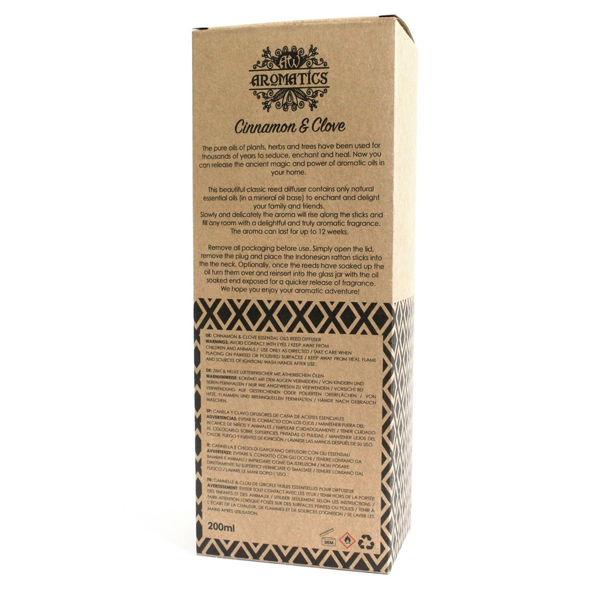 200ml Cinnamon & Clove Essential Oil Reed Diffuser - Spiru-shop.nl