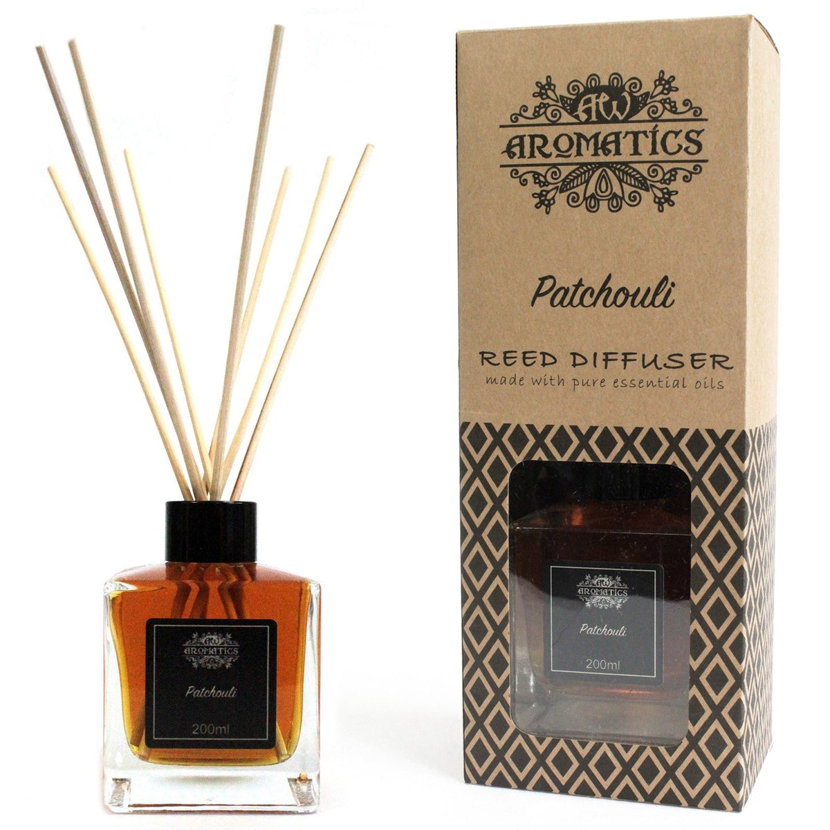200ml Patchouli Essential Oil Reed Diffuser - Spiru-shop.nl