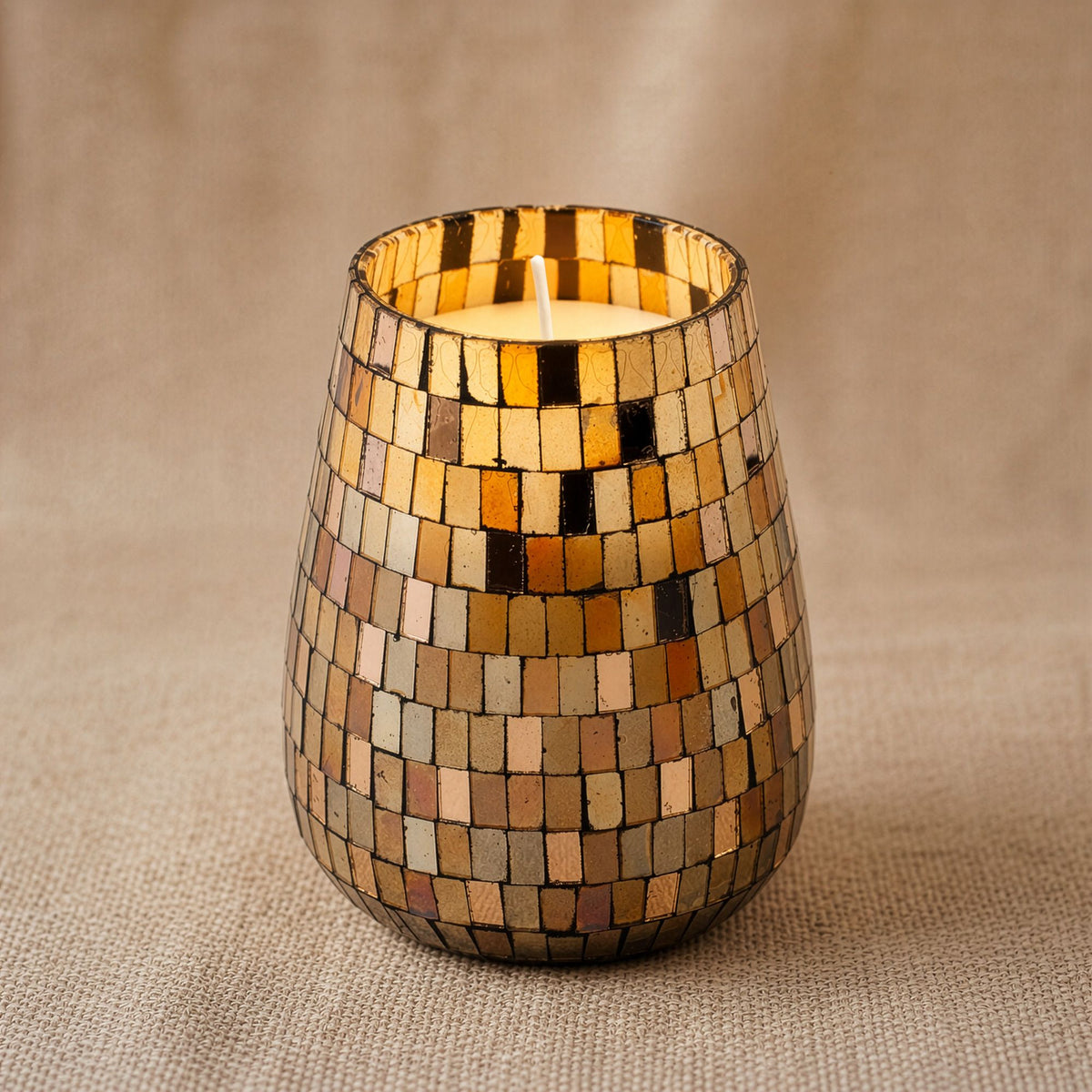 Tall Glass Jar Candles - Amber Mosaic - Spiru-shop.nl