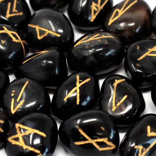 Indian Runes in Pouch - Black Onyx - Spiru-shop.nl