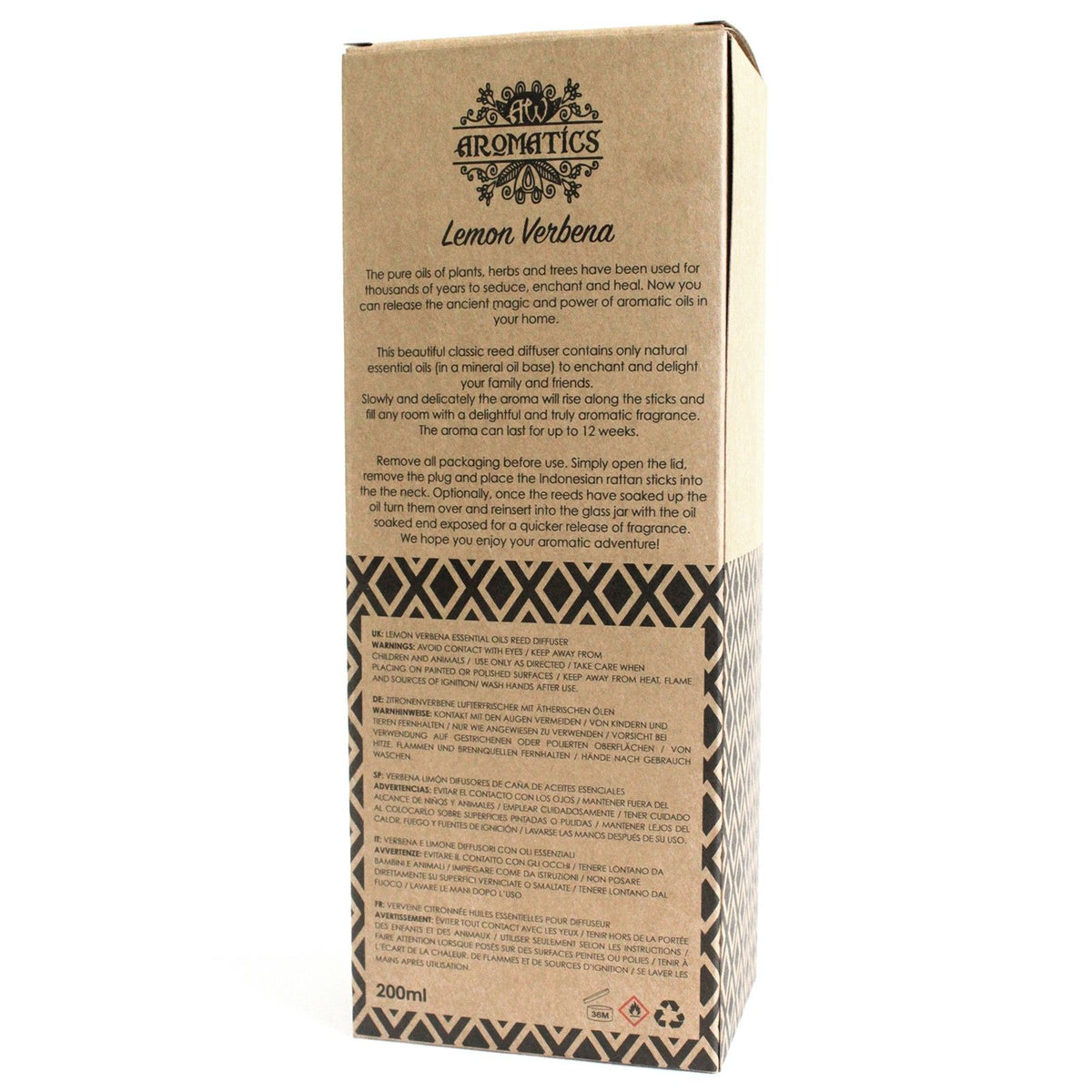 200ml Lemon Verbena Essential Oil Reed Diffuser - Spiru-shop.nl