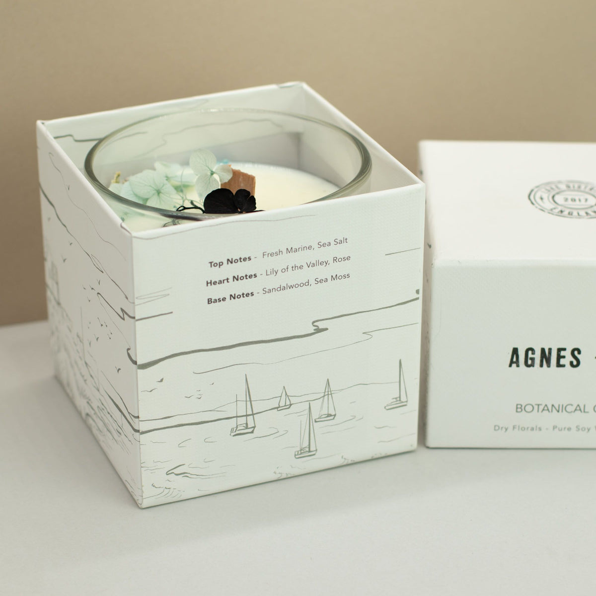 Agnes + Cat Botanical Soy Wax Candle - Seasalt & Moss - Spiru-shop.nl