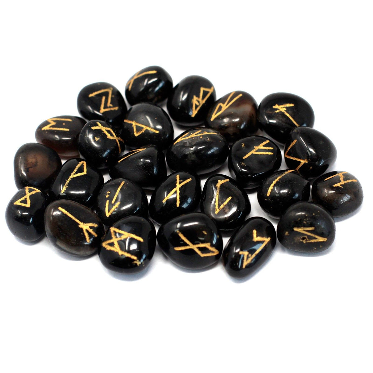 Indian Runes in Pouch - Black Onyx - Spiru-shop.nl