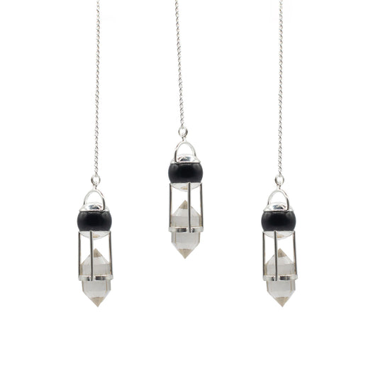 Shadow Seer - Double Power Pendulum - Obsidian Globe - Clear Quartz Double Terminated