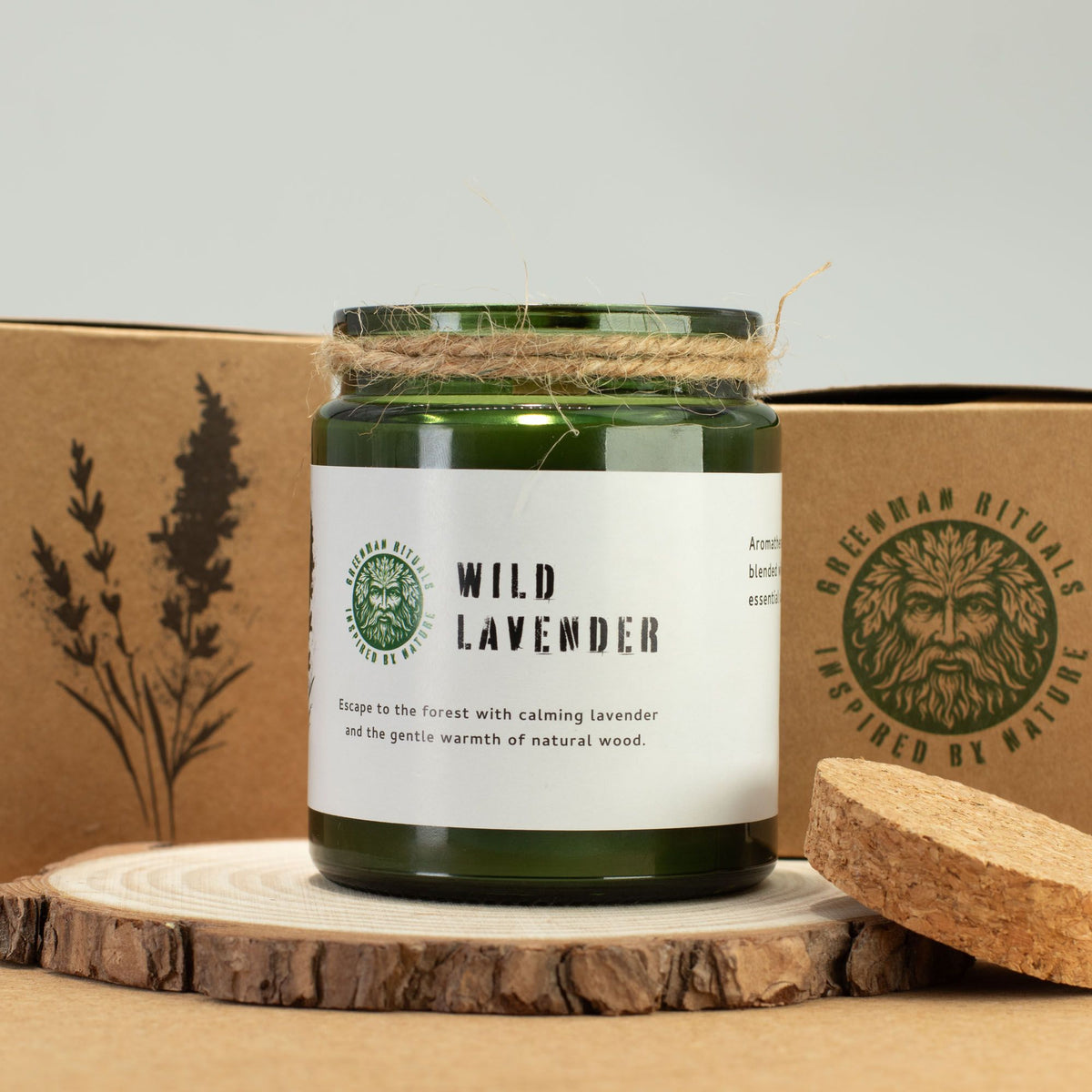 Greenman Woodwick Soy Candle - Wild Lavender - Spiru-shop.nl