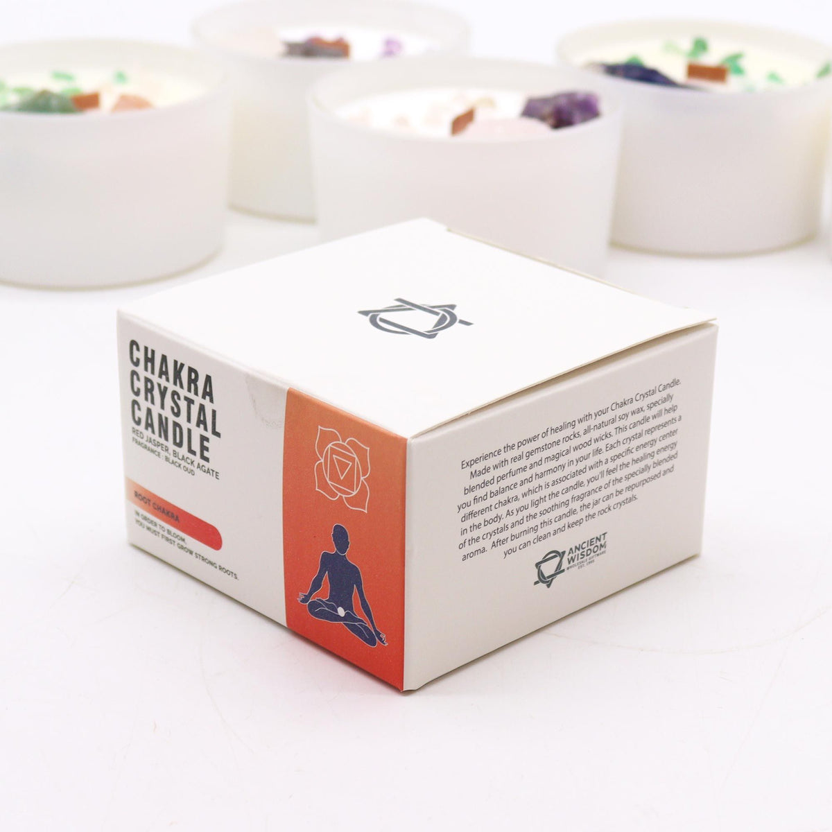 Chakra Crystal Candles - Root Chakra - Spiru-shop.nl