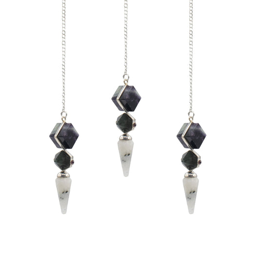 Psychic Gateway Edition - Three Piece Pendulum - Multi Fluorite - Labradorite - Rainbow Moonstone
