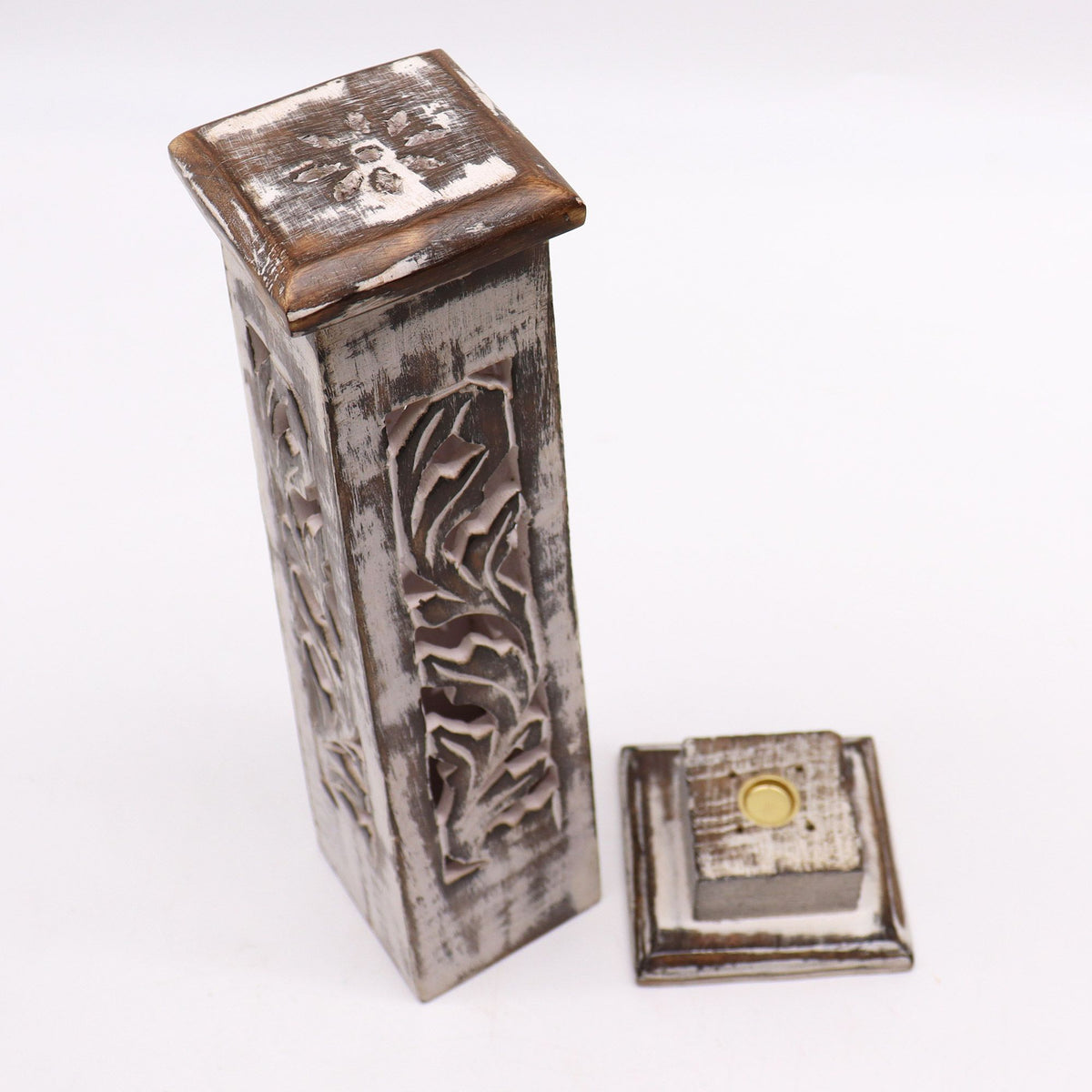 Tapered Incense Tower Washed Des2 - Mango Wood - Spiru-shop.nl