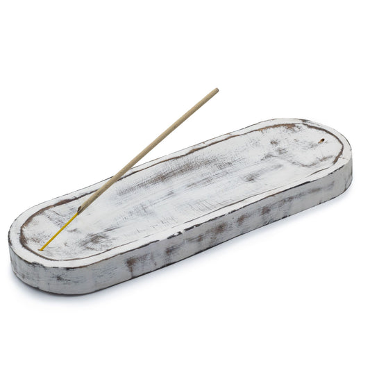 Large Incense Tray 30x10cm - Classic Whitewash - Spiru-shop.nl