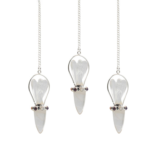 Celestial Guide - Two Piece Angel Pendulum - Chakra Band - Clear Quartz