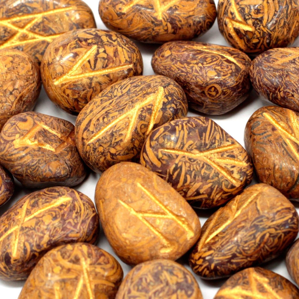 Runes Stone Set in Pouch - Snake Jasper - Spiru-shop.nl