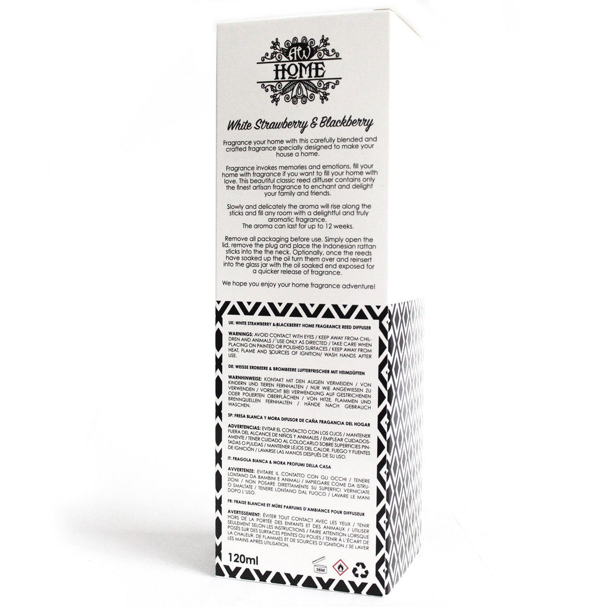 120ml Reed Diffuser - White Strawberry & Blackberry - Spiru-shop.nl