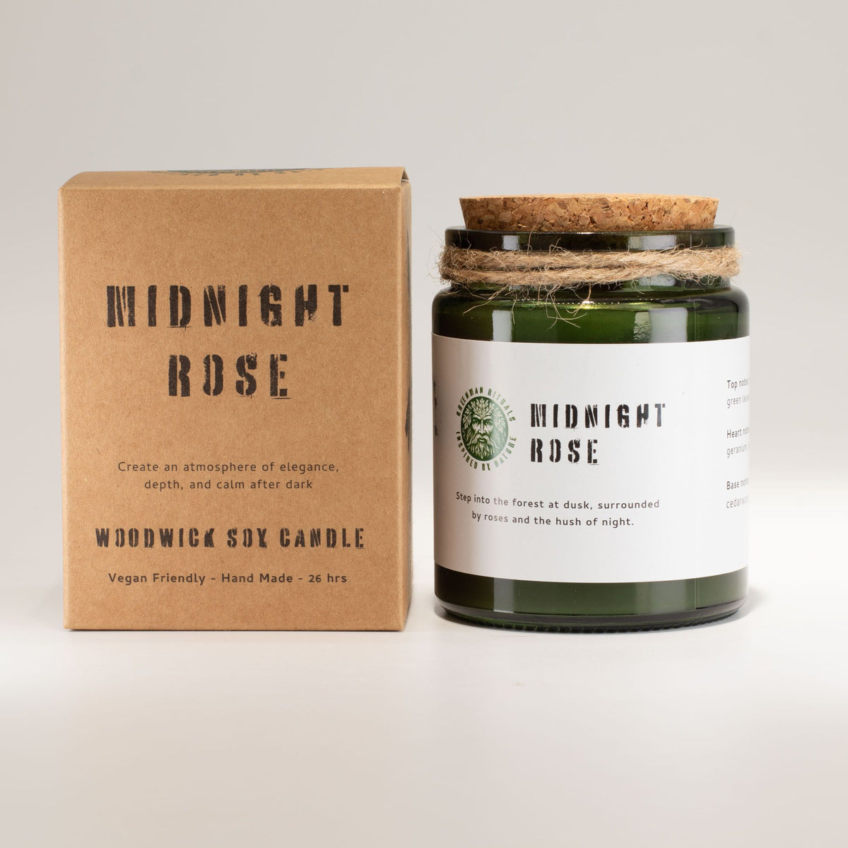 Greenman Woodwick Soy Candle - Midnight Rose - Spiru-shop.nl